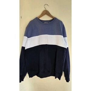 Denim & Flower by Ricky Singh Mens XL Light Blue White Navy Crewneck Sweatshirt